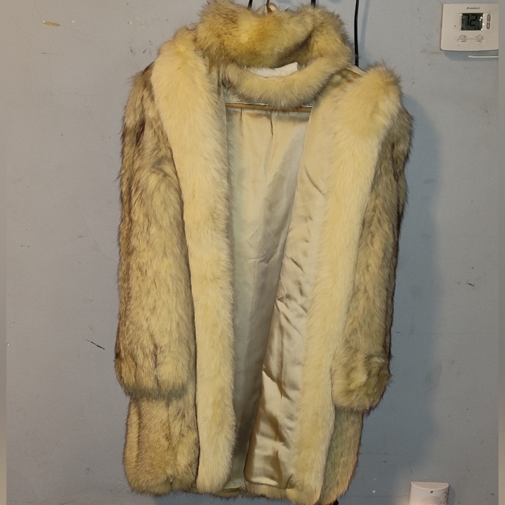Faux fur hooded coat with hat